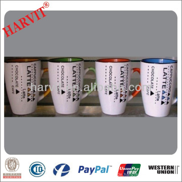 Großhandel Keramik Latte Seide Bildschirm Hunan Tassen Weiß mit Farbe Griff